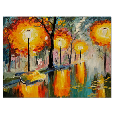 «Street in Autumn Landscape», reproduction de peinture à l'huile sur toile tendue
