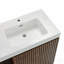 Meuble-lavabo Winston en noyer de 152 cm (60 po) avec lavabo, grand meuble-lavabo autoportant de rangement pour salle de bain moderne, lavabo double blanche monobloc sans bonde ni robinet, livré en trousse