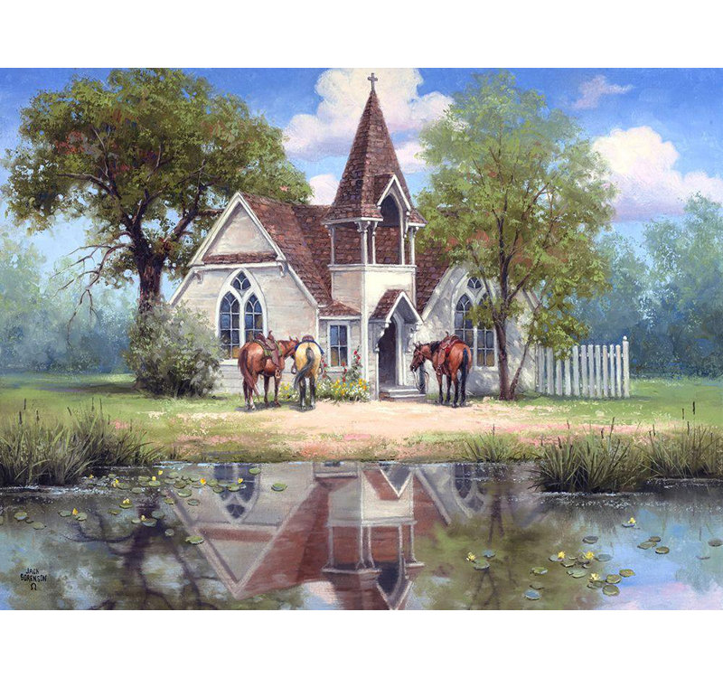 «Red Barrel Studio® Sorenson, Jack», reproduction d'art sur toile tendue: Reflections of a Country Church, H 15 po x l 18 po