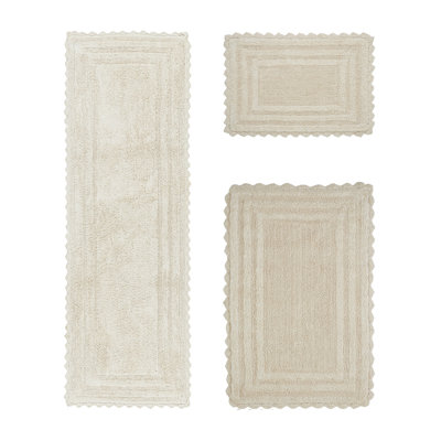 Ensemble de tapis pour salle de bain 100% coton, réversible, super absorbant et très doux lavable à la machine Jacole, idéal pour les zones de douche et de baignoire