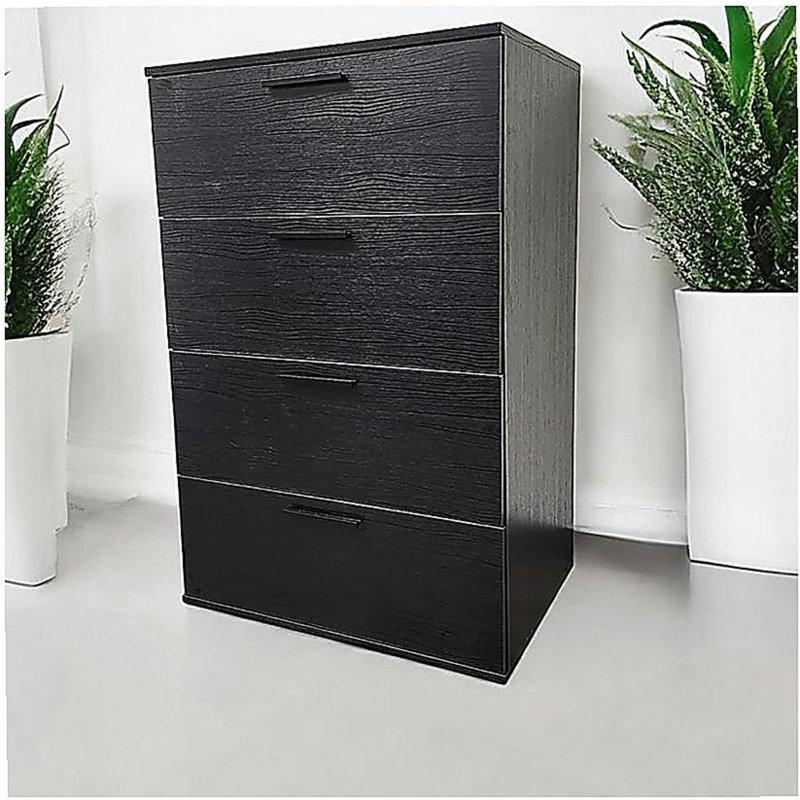 Commode noire à quatre tiroirs Oliver