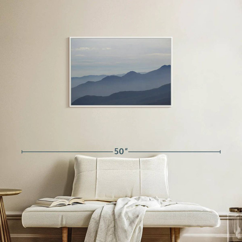 Foggy Mountain Range, Floating Frame White, 31" X 21"