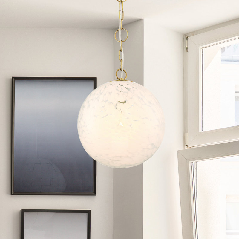 Luminaire suspendu sphérique en or brossé à 1 lumière Blumefield