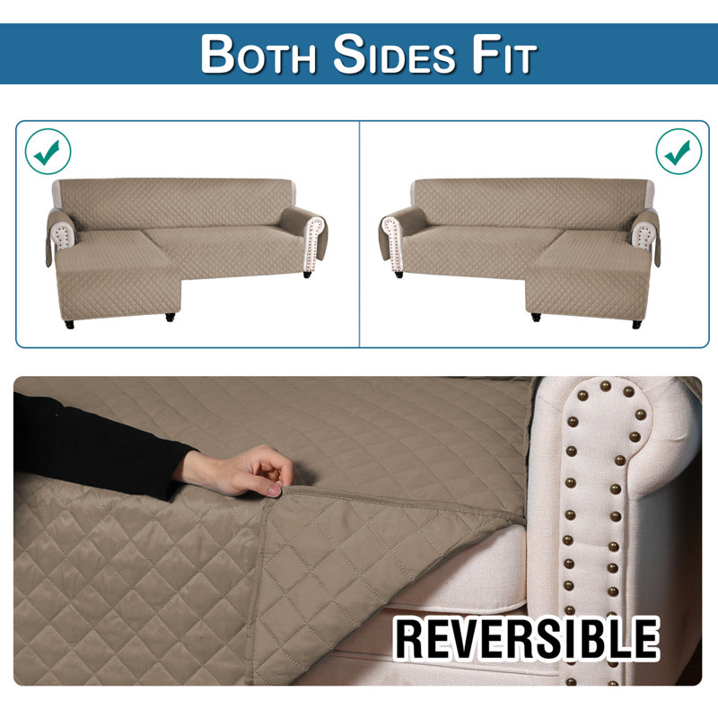 Box Cushion Sofa Slipcover, 61" H x 102" W x 65" D, Taupe