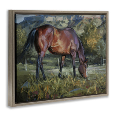 «Grazing Horse in Pasture», art mural encadré flottant par Jack Sorenson