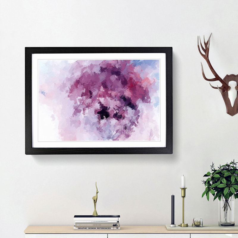 Floral Dreams in Abstract - Picture Frame Painting Print, Black Framed, 48cm H x 65cm W x 2cm D