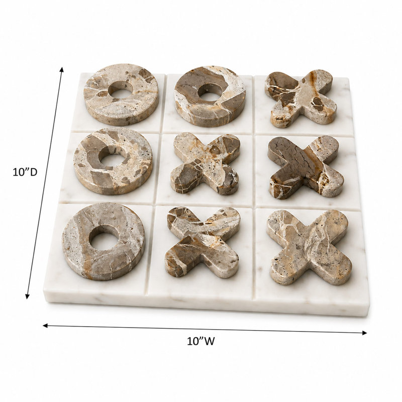 Delphi Grid - Marble Tic Tac Toe Game | Decorative Tabletop Accent