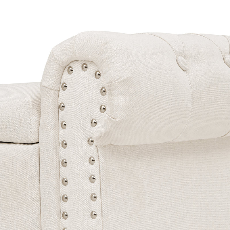 Banc de rangement rembourré Dawsey, H 19,6 po x l 50,7 po x P 17,1 po, Beige