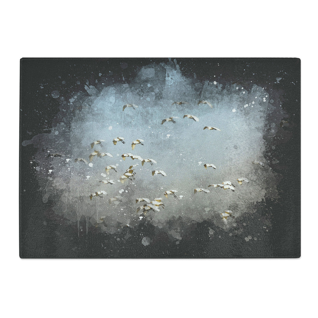 Tempered Glass a Flock of Egrets Paint Splash Chopping Board