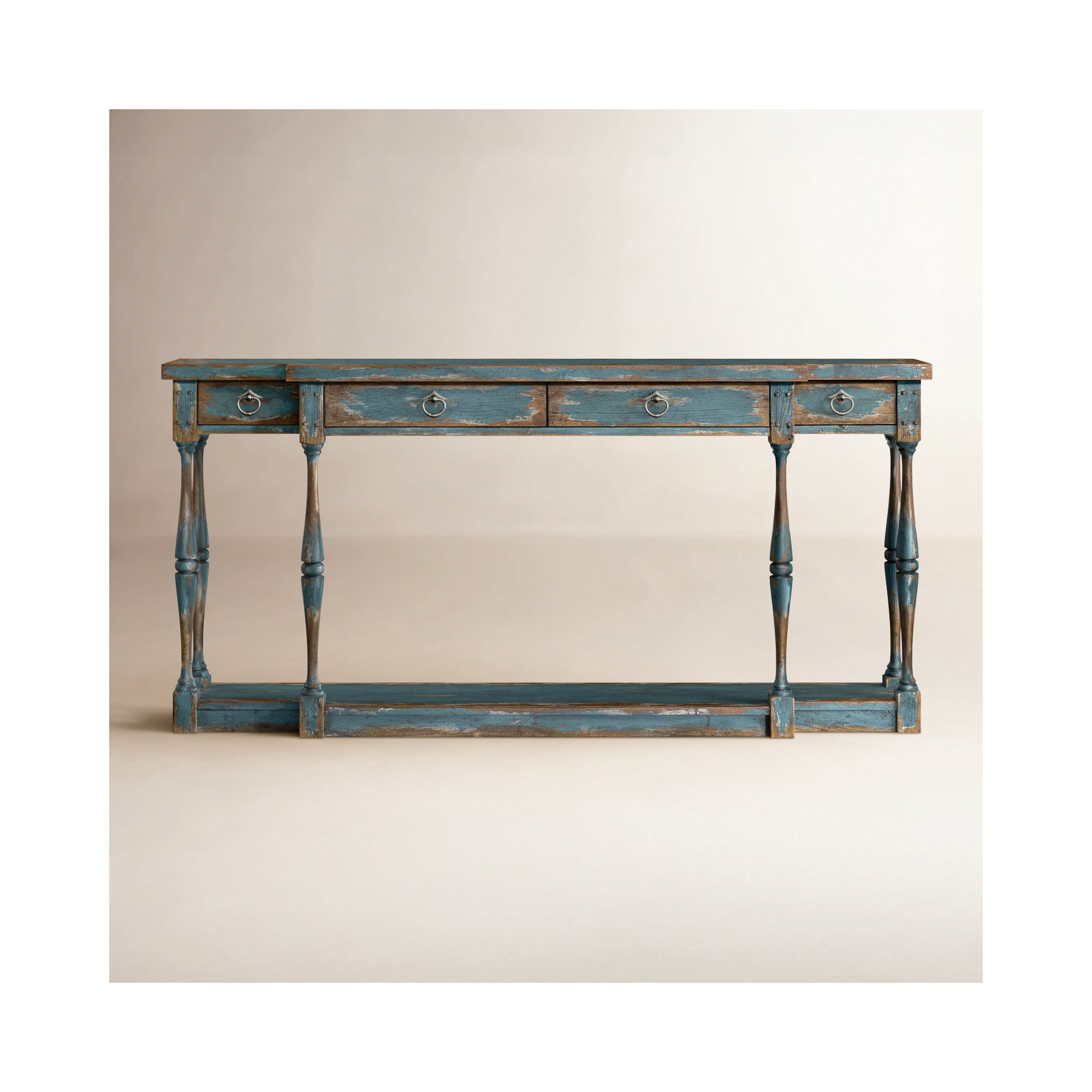 Sanctuary Console Table, Antique Steel Blue
