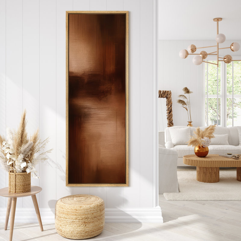 Toile abstraite encadrée, reproduction minimaliste brune neutre pour décoration murale moderne, Naturel, H 60 po x l 20 po