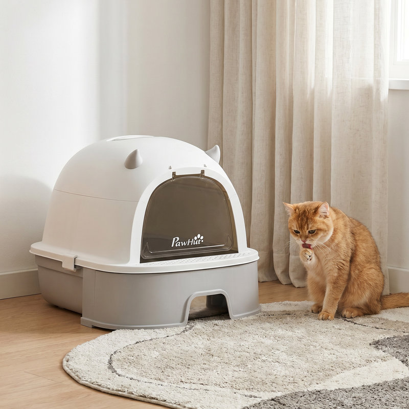 Bacs à litière et bacs à litière pour chat PawHut, couvercle en acier 3-en-1