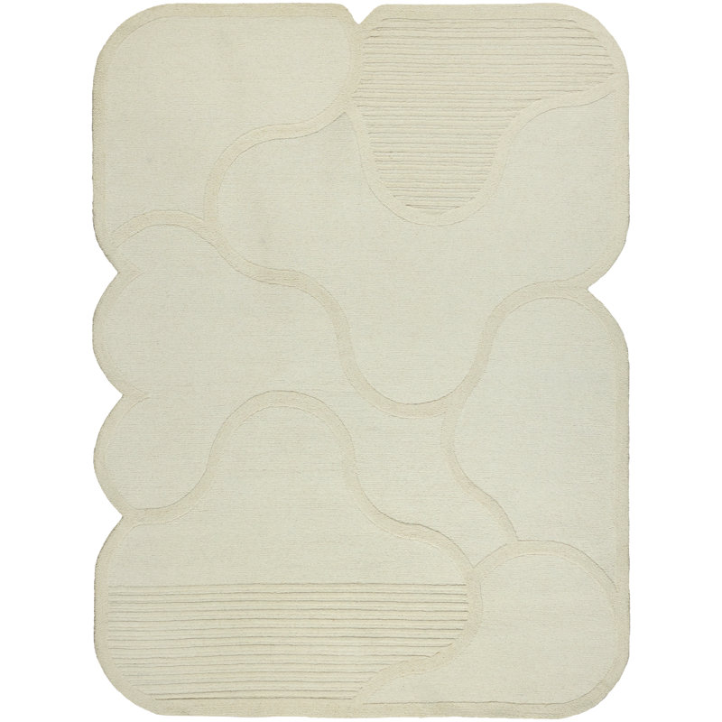 Shell Hand Tufted New Zealand Wool Ivory Area Rug, 9'X12'