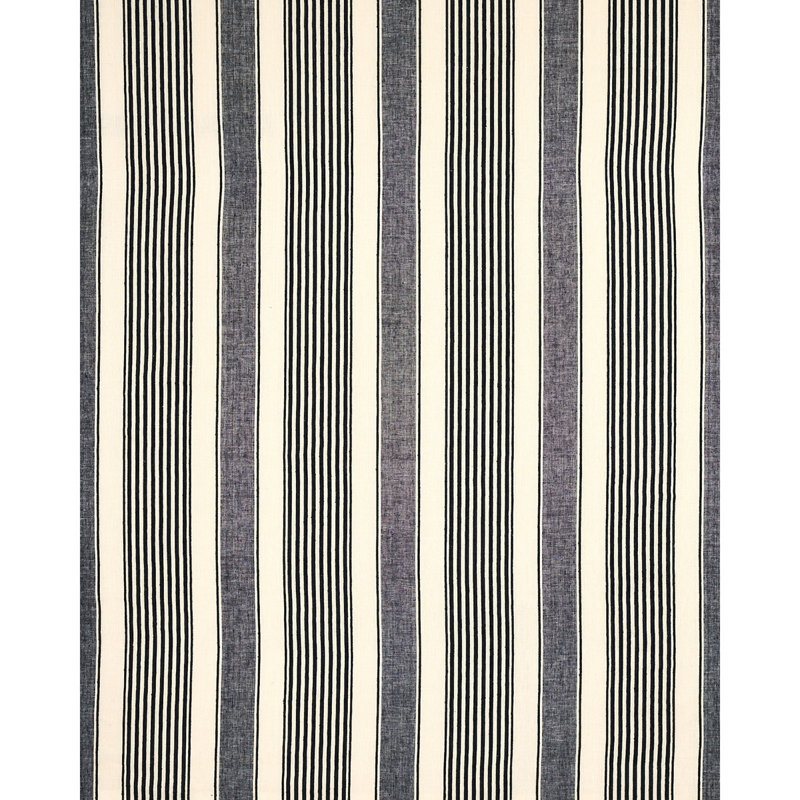 Summerville Linen Stripe Fabric, Black