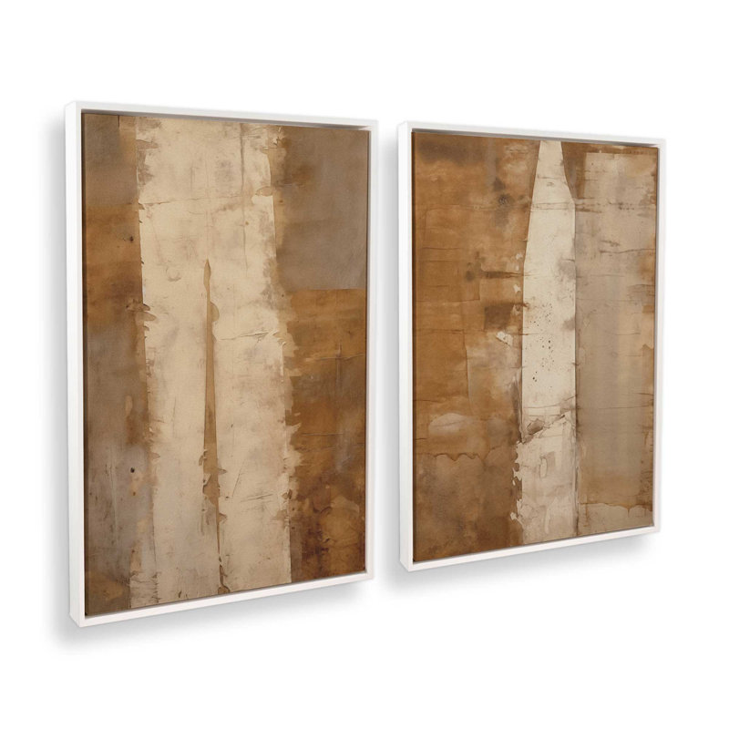 Ensemble de 2 impressions sur toile Sienna, Cadre flottant blanc opaque, H 36,75 po x l 49,5 po x P 1,75 po