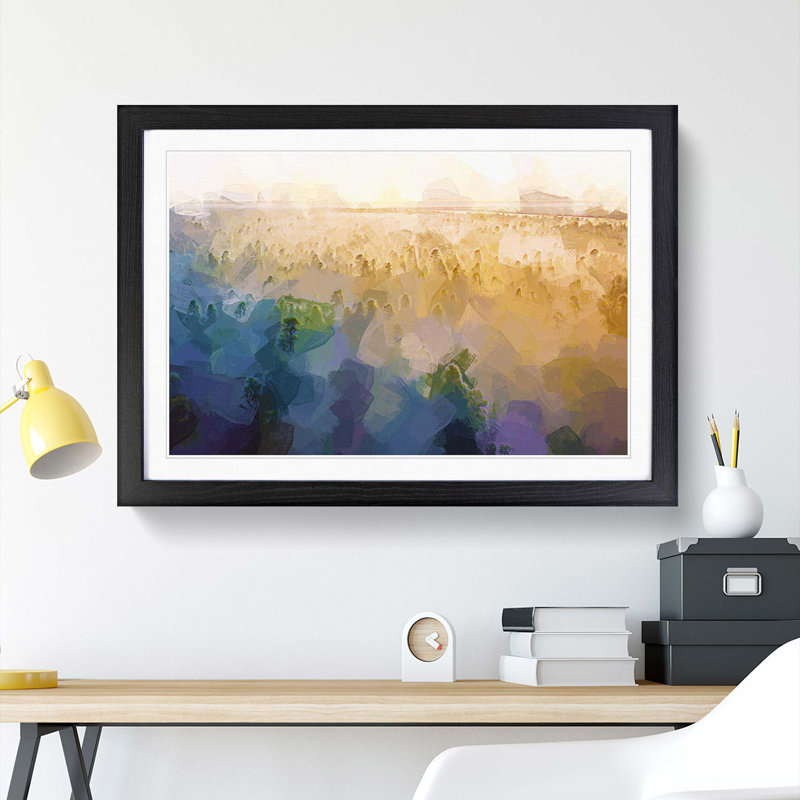Fog over the Forest in Abstract - Picture Frame Graphic Art Print on MDF, Black Framed, 48cm H x 65cm W x 2cm D