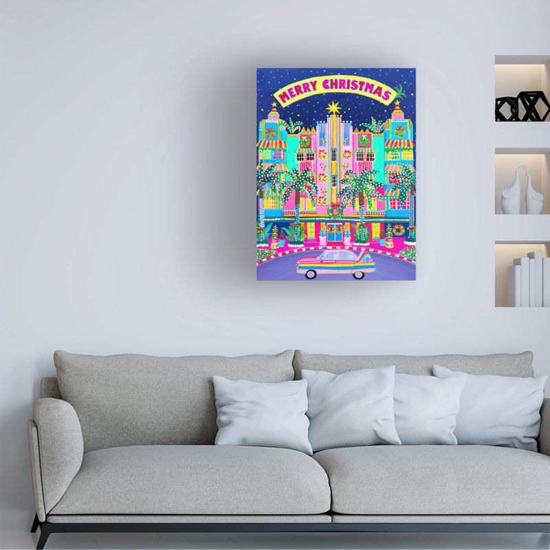 Jess Stempel Miami Hotel Christmas Canvas Art, 19" H x 14"W