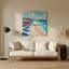 Art mural gris en métal Coastal Beach Umbrella Paradise-1220653570