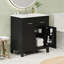 Armoire de salle de bain 30 po, noir moderne avec lavabo en céramique, 2 portes et tablette pour une fonctionnalité élégante-1457304740