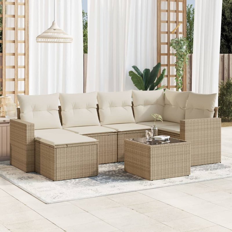 Ensemble de canapé de jardin Vidaxl beige, blanc crème