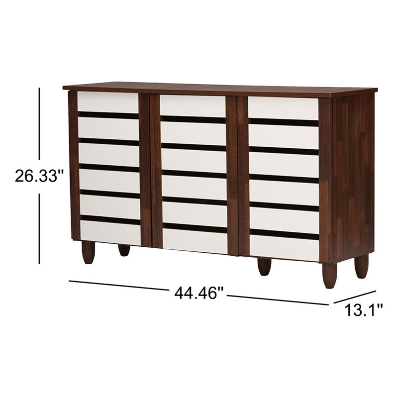 Adamstown 14 Pair Shoe Storage Cabinet, White/Brown