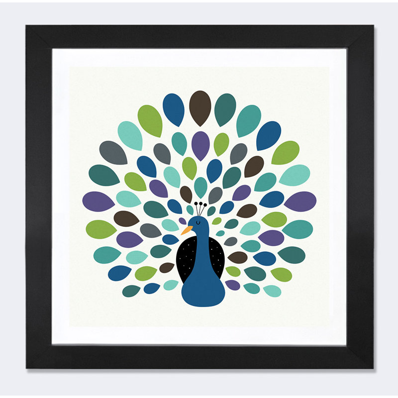 « peacock time »-impression sur toile, H 16 po x l 16 po x P 1 po, Papier encadré noir