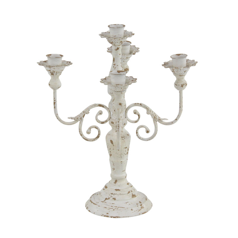 Bougeoir de table en métal 19 po, Blanc