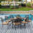 9 Outdoor Dining Set Cast Aluminum Retro Patio Dining Set For 8 Includes 86.6’’ Oval Table And 8 Chairs With Cushion And Umbrella Hole For Patio Deck Garden