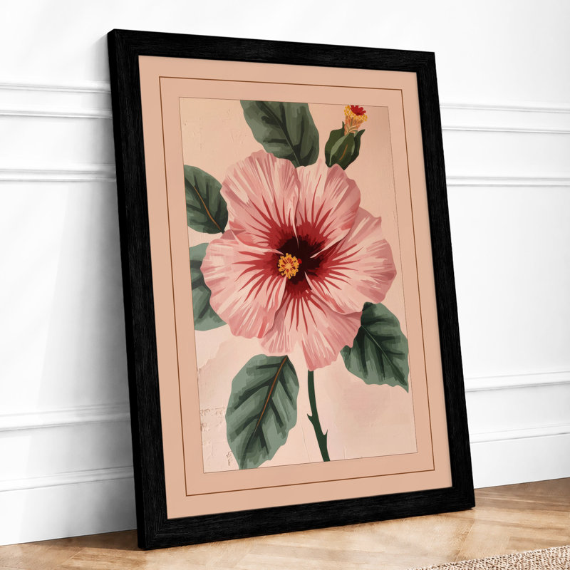 Hibiscus in Bloom Botanical - Framed Print, A2 - 59.4 x 42.0 cm, Black