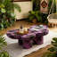 Table basse moderne en faux travertin texturé pour le salon / bureau, mauve et noir