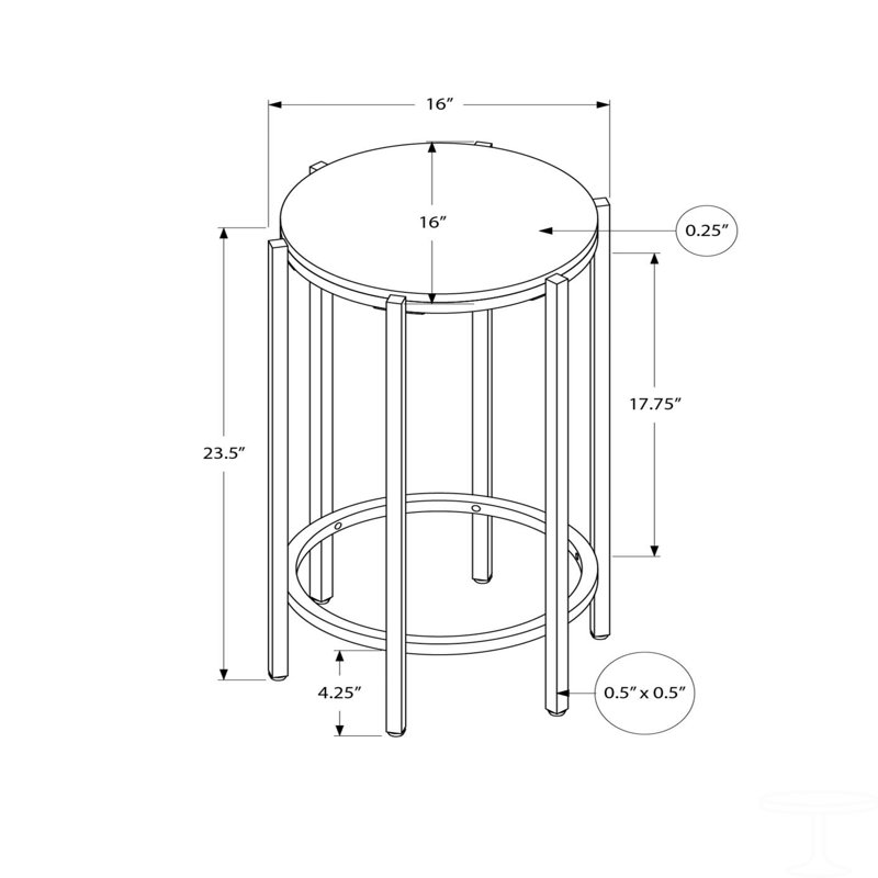Table d'appoint, bout, rond, table d'appoint, petite, lampe, table de chevet, stratifié, métal, contemporain, Brun