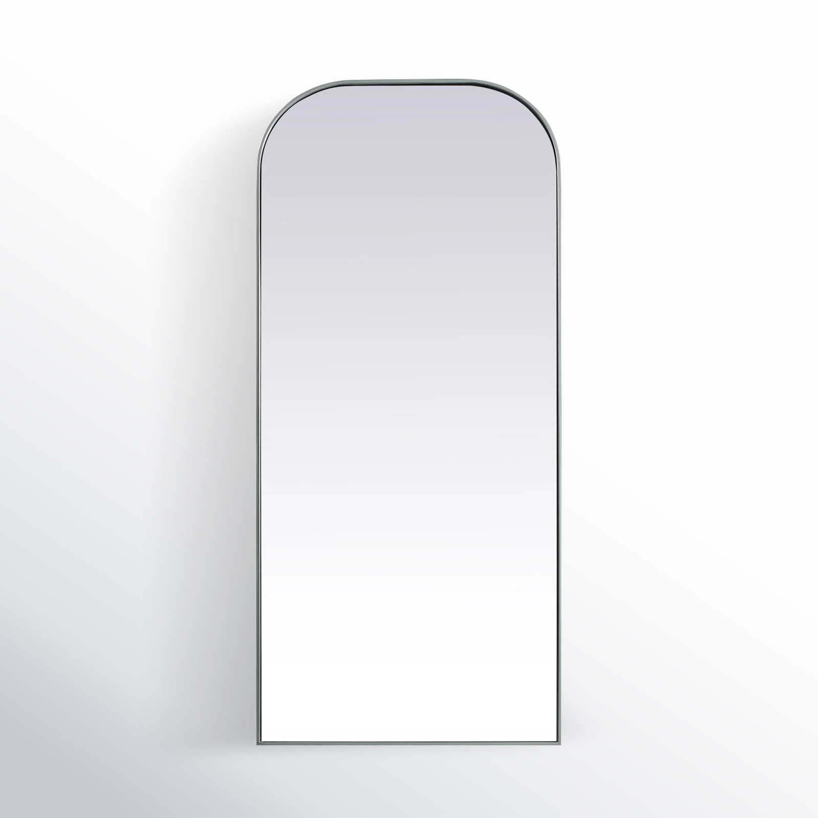 Sabine Metal Arch Floor Mirror, 74" x 28", Silver