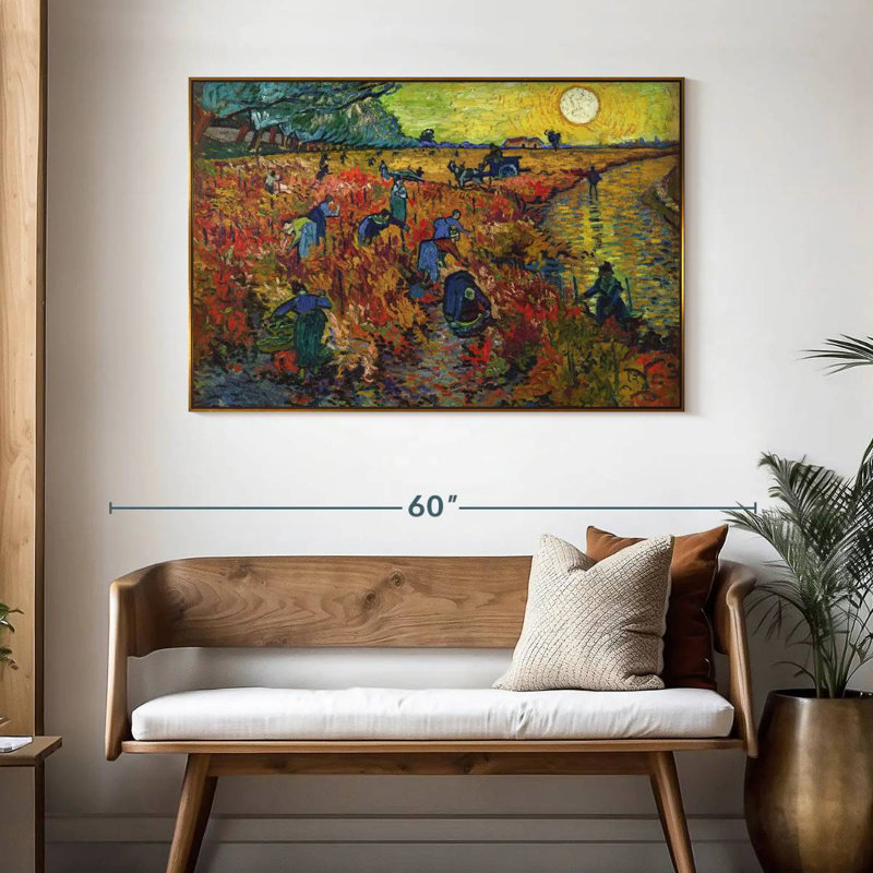 Vignes rouges à Arles, 46 po x 31 po, Cadre flottant doré