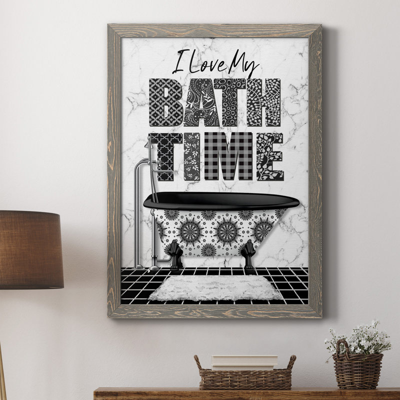 " Bath Time ", Gray Framed, 44" H x 31" W x 1" D