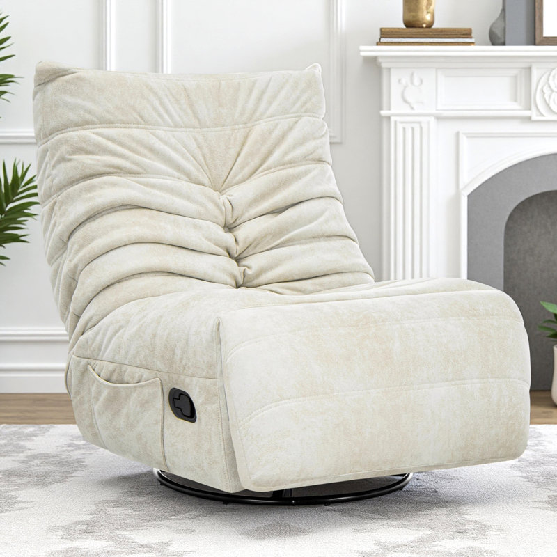 Fauteuil inclinable berçant moderne pivotant sans accoudoirs l 31,5 po, Beige