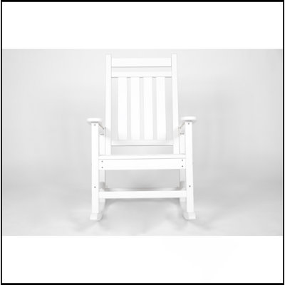 Oversized Rocking Chair With Wood-Texture, Outdoor Rocking Chair For Adults, All Weather Resistant Porch Rocker For Lawn Garden