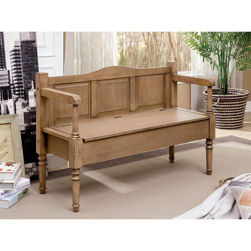 Banc de rangement en bois Mouton, Naturel