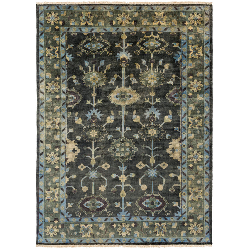 Antique Hand Knotted Wool Floral Area Rug, Rectangle 2' x 3'