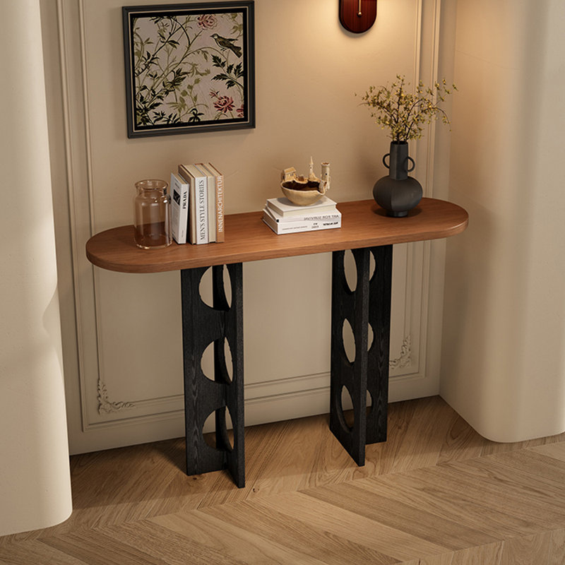 Table d'entrée en bois massif de style moderne, H 31,5 po x l 47,2 po x P 13,7 po, Brun, Noir