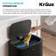 Poubelle de cuisine noire matte à capteur de mouvement 14,5 gallons / 55 litres KRAUS avec anneau de sécurité et couvercle à fermeture en douceur-126115095