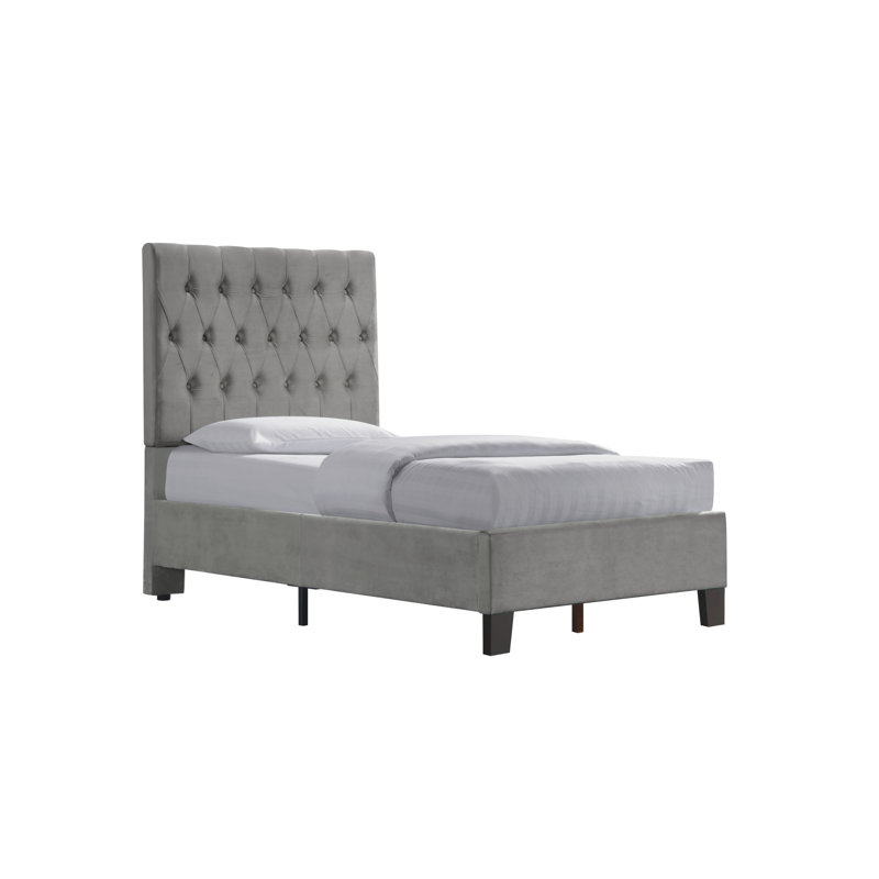 Kayden Upholstered Standard Bed, Twin, Light Gray