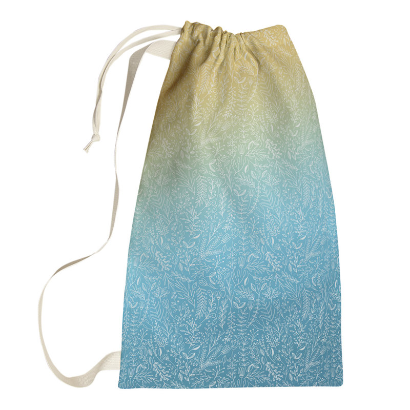 Leffel Fabric Laundry Bag with Handles, Large (76.5" H x 29.5" W x 1.5" D), Yellow/Blue