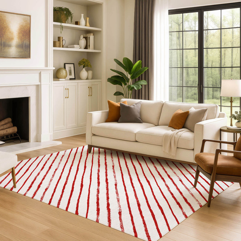 Tapis à rayures de qualité supérieure lavable à la machine AMF1819, Rectangle 10 pi x 14 pi