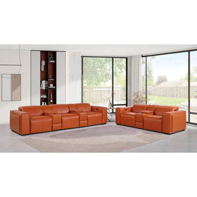 Ensemble de causeuse inclinable et modulaire en cuir italien Padua