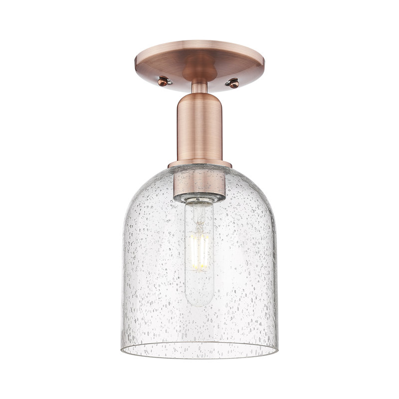 Arcadia - Bella - 1 Light 6" Semi-Flush Mount - Antique Copper Finish - Seedy Shade, Antique Copper, Seedy