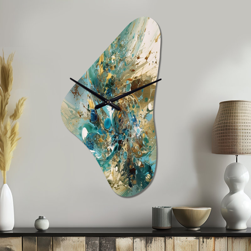 Horloge murale Volkmar Turquoise Yellow Captive, Grand