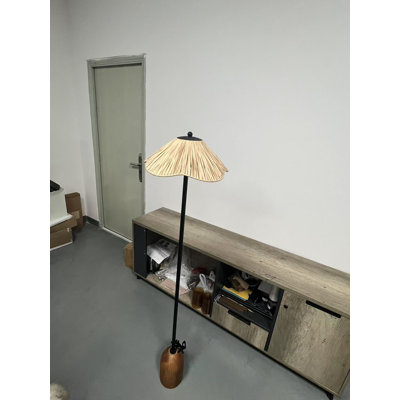 Lampe sur pied, support en bois Wabi-sabi