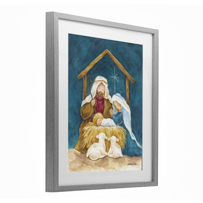 «Comforting Nativité», reproduction d'art sous verre encadrée par Diane Kater