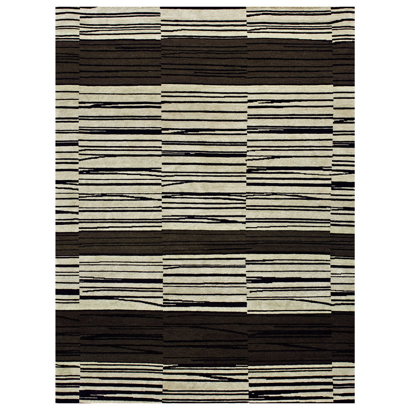 Wool Striped Area Rug, Rectangle 3' x 5'
