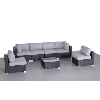 Ringwald Wicker Fully Assembled 6 - Person Seating Group with Cushions